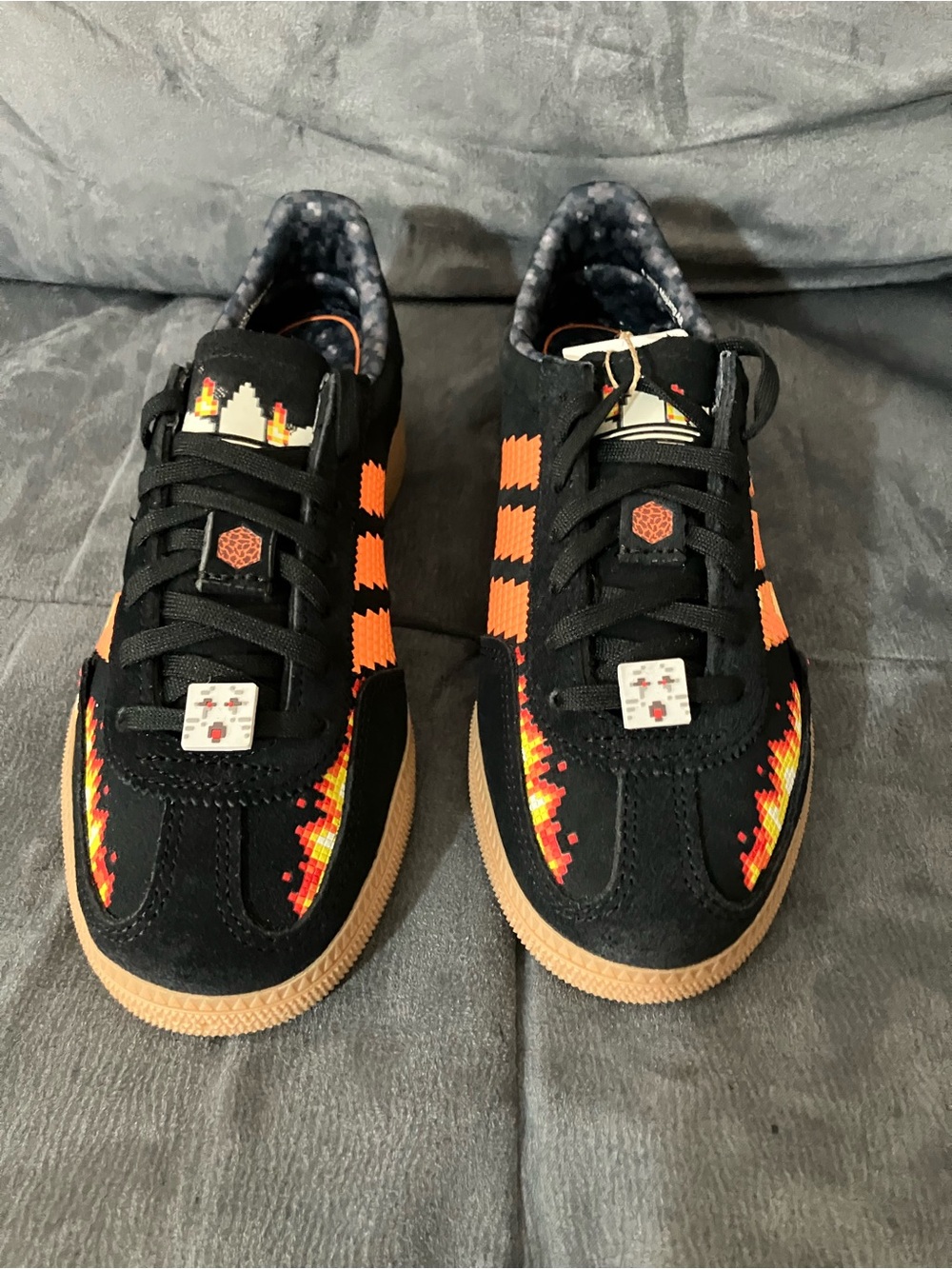 adidas Kids Black & Orange Pixel Minecraft Sneakers - Picture 3 of 6